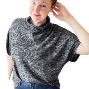 Banana Republic | Heathered Gray Soft Cozy Oversized Funnel Neck Top Sx XS